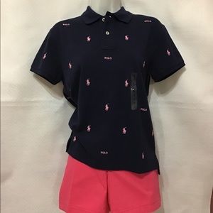 POLO RALPH LAUREN WOMENS ALL OVER PONY SHIRT NWT